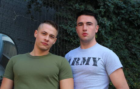 American tough guy Aston Springs and husky guy Jayce in hot homosexual action outdoor