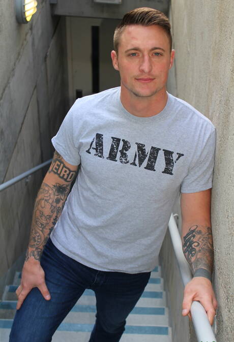 Active Duty: American well-built Dane Stewart having a pleasure in shower