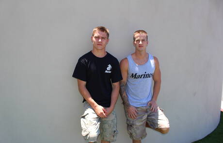 Active Duty: American hunk Quentin Gainz and husky guy Dante have a hot sex outside