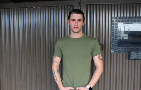 Beefy Phillip Fox get naked and showing tight ass outside