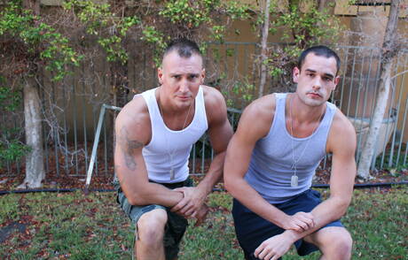 Muscular Rick Tolls and american hunky guy Craig Cameron make a love outside