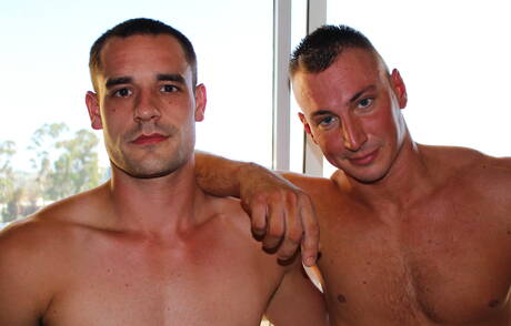 Muscular Rick Tolls and american hunky guy Craig Cameron make a love outside