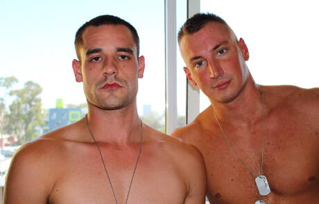 Muscular Rick Tolls and american hunky guy Craig Cameron make a love outside