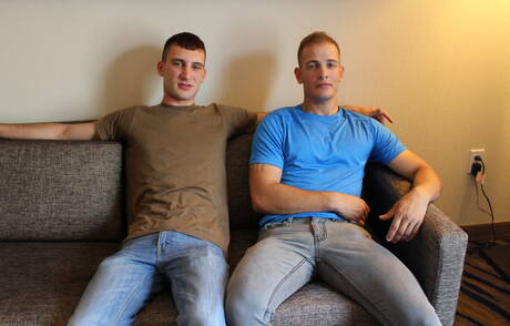 Superstud Scott Millie and tough guy Chase have a hot couple sex outdoor