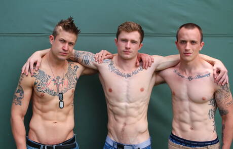 Shameless boys Markie More, James and Michael have a hot threesome sex outdoor