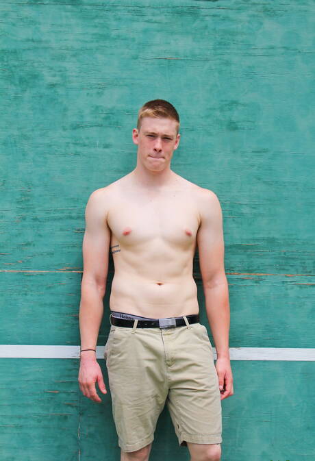 Beefcake Ron shows a perfect body outside