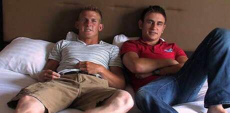 Husky guy Bryce and american beefy Brock Mb have a good oral sex