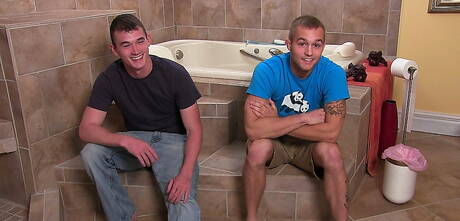 Well-built Jason and tough guy Andrew have a hot couple scene in bathroom