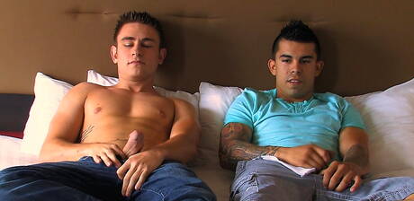 Stud Bryce and husky guy Dan in dick sucking scene