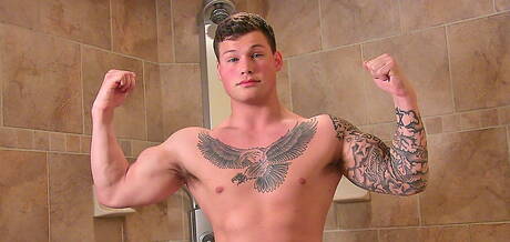 Tough guy Julian jack off his dick in bathroom