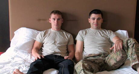Active Duty: Muscular Tim and stud Adam in cock sucking scene