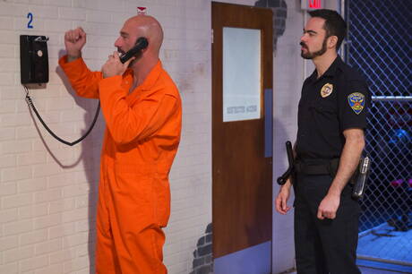 Club Inferno Dungeon: American hairy bear Drew Sebastian and english husky guy Dolan Wolf in hard fisting