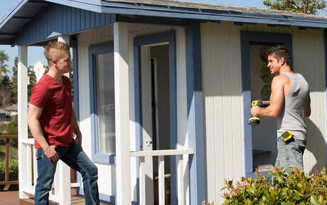 Die sexy Amerikaner Chris Blades und Jason Richards ficken sich im Freien den Arsch