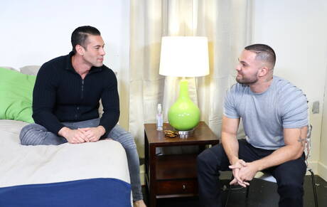 Nice american boys superstud Alexander Garrett and hunk Julian Knowles have anal sex