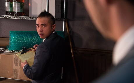 American strongman Nate Grimes and well-built Niko Reeves fuck after blowjob and fisted