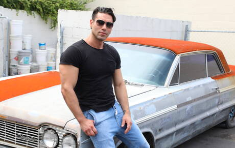 Two american dudes stud Alexander Garrett and otter Jay Donahue in hard anal sex outdoor