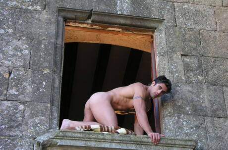 Sensual dude Juan Jiminez and attractive dude Rocky De Oliveira fuck ass after sucking cock outside