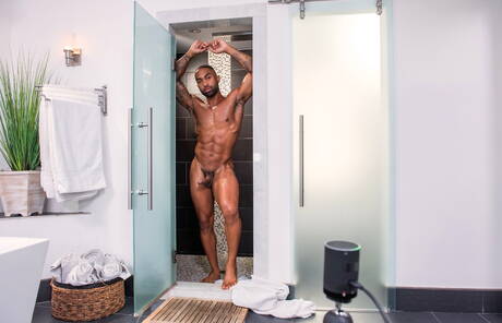 Die gut gebaute Kanadierin Skyy Knox und der kräftige Ebenholz-Typ Remy Cruze haben interracial Analsex in der Badewanne