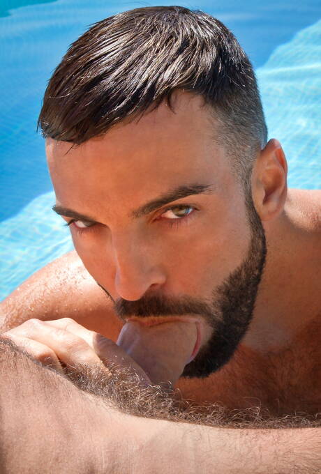 Raging Stallion: Spanish strongman Abraham Al Malek and spanish otter Dario Beck in hot homosexual scene at pool