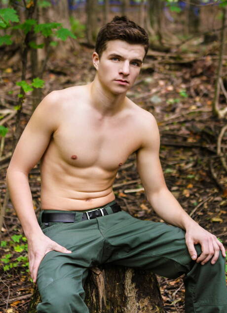 Twink Bellamy Bradley posing outdoors in uniform and getting fucked