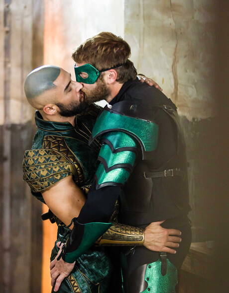 American hairy stud Colby Keller and french bodybuilder Francois Sagat fuck after blowjob