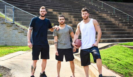 Men: Nasty boys Cliff Jensen, Ashton Mckay and Beaux Banks have a good threesome sex outside