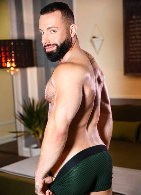 Two american guys bodybuilder Damien Stone and hairy bear Eddy Ceetee have a good sex