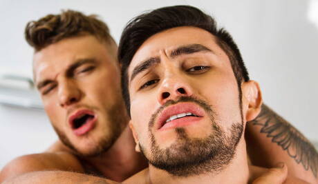 Latino stud Derek Allan and canadian hunky guy William Seed sucking and fucking each other