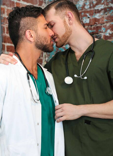 Two american dudes hairy stud Jacob Peterson and otter Adam Ramzi have a good oral sex