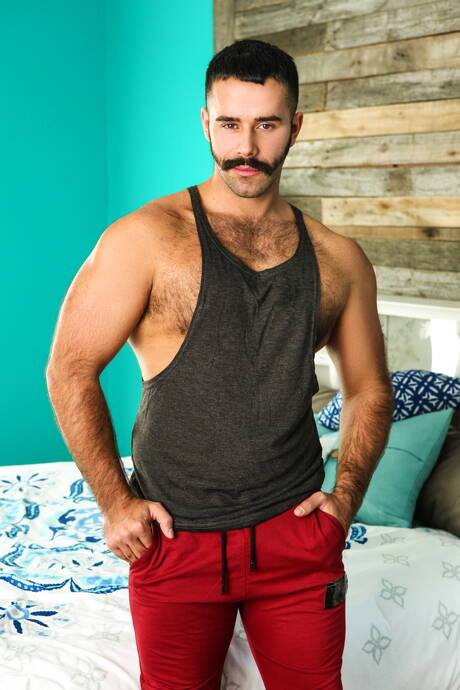 Der reife französische Bär Teddy Torres und der kanadische Schönling Theo Ross ficken in den Arsch, nachdem sie unter der heißen Dusche gelutscht haben