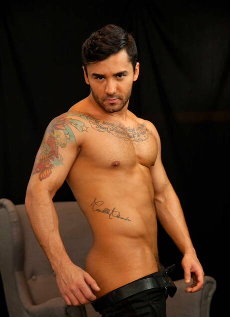 Men.com: Latin muscular Bruno Bernal and spanish gay bear Denis Vega ride a cock with fisting