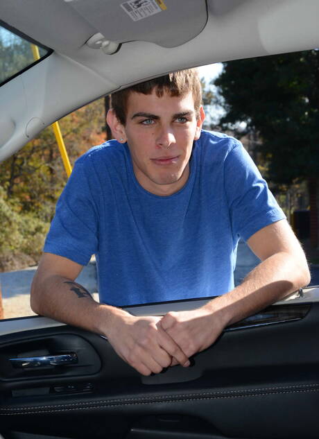 American stud Matt Wellington and young dude Cayden Wyatt have a hot couple sex outside