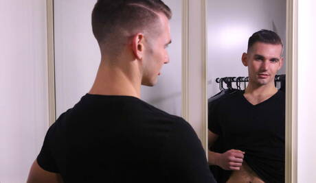 American pornstars superstud Bennett Anthony and hairy stud Chris Harder in blowjob scene