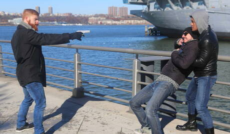 Hot american dudes muscular Bennett Anthony and hairy stud Mike De Marko fuck ass after sucking cock outside