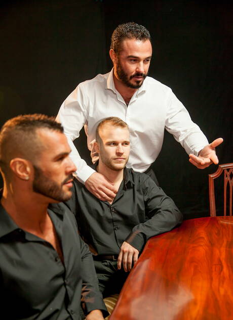 Men: Jessy Ares, Nick North, Flex, Malek, Denis Vega having fun together