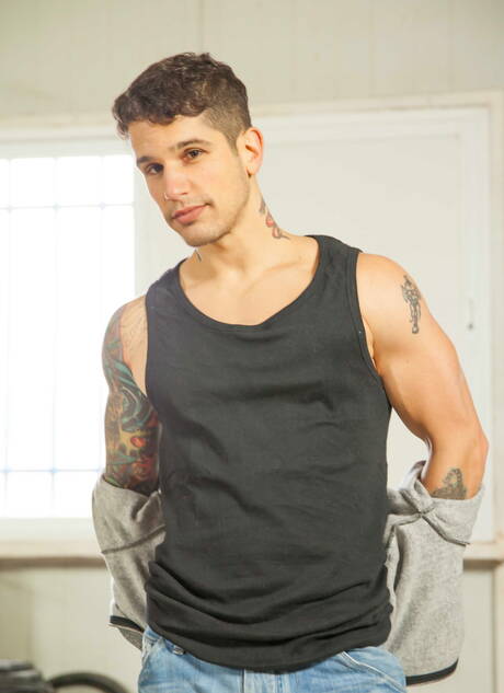 Hunky guy Nick North and canadian beefcake Pierre Fitch have a hot couple sex