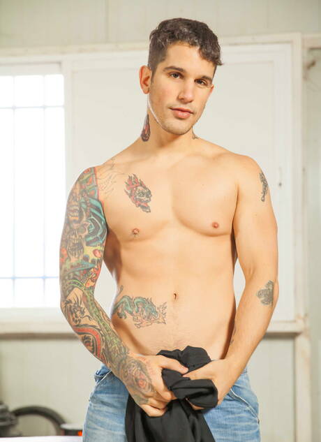 Hunky guy Nick North and canadian beefcake Pierre Fitch have a hot couple sex