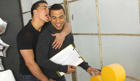 Nice american guys stud Trelino and hunky guy Topher Di Maggio fuck ass after blowjob