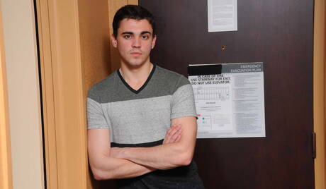 Sexy americans, gay bear Colby Jansen and hunky guy Asher Hawk have a hot couple scene in bathroom