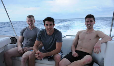 Sexy boys Johnny Forza, Asher Hawk and Jack King have a hot threesome sex outdoor