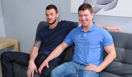 Nice american boys well-built Cliff Jensen and beefcake Travis James have a hot couple sex