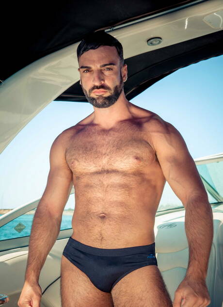 English superstud Paddy Obrian and spanish stud Abraham Al Malek love each other outdoor