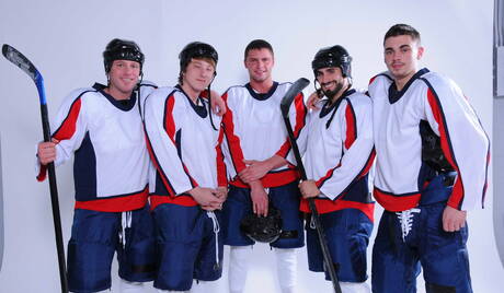 Men: Jaxton, Tom, Asher, Travis, Jake in wild groupsex