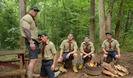 Johnny Rapid, Zeb, CK, Zac, Jack w gorącej scenie seksu grupowego na świeżym powietrzu