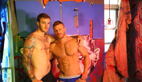 Piękni amerykańscy faceci, wydra Christian Wilde i husky Landon Conrad uprawiali ze sobą seks