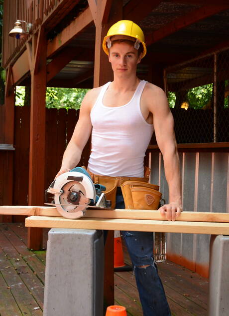 Johnny, Cameron, Tom, Brad, Matthew in hot bang outdoor