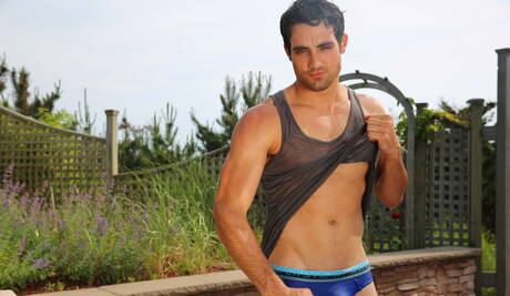 Hot Bobby Clark, Jack King and Travis James have a good 3some sex at the pool