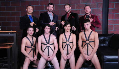 Men: John Magnum, Johnny Rapid, Justin Dean, Robbie Rivers, Colby Jansen, Billy Santoro, Corey Haynes, Charlie Harding in wild 8-guy orgy