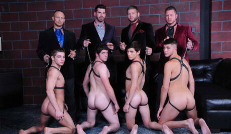 John Magnum, Johnny Rapid, Justin Dean, Robbie Rivers, Colby Jansen, Billy Santoro, Corey Haynes, Charlie Harding in wild 8-guy orgy
