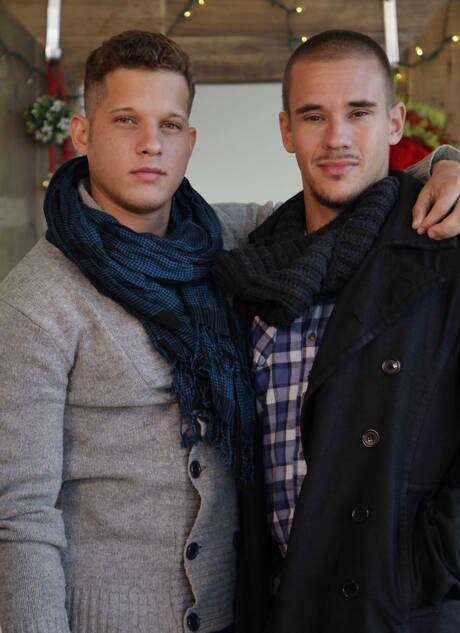 Latino beefcake Nicoli Cole and american tough guy Adam Bryant fuck after blowjob